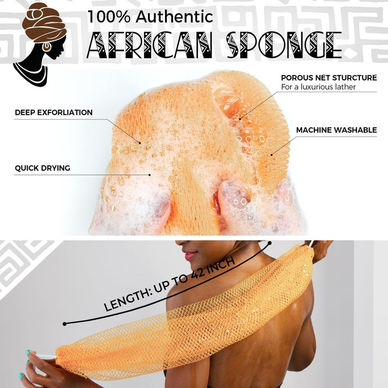 RelaxScene African Net Sponge Authentic - Real African Exfoliating Sponge with Knots - African Net Washcloths for Body Scrubber Exfoliator - Back Scrub for Shower - Image 2